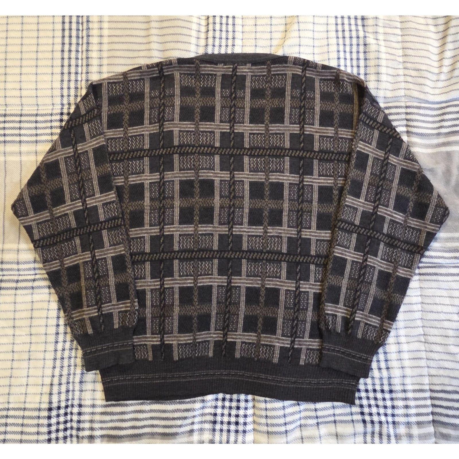 Murano VINTAGE Murano Cardigan Sweater Mens Large Brown Wool Blend Geometric 90s Retro Dad Size L Italy Cardigan Mens Size US L / EU 52-54 / 3 - 2 Thumbnail