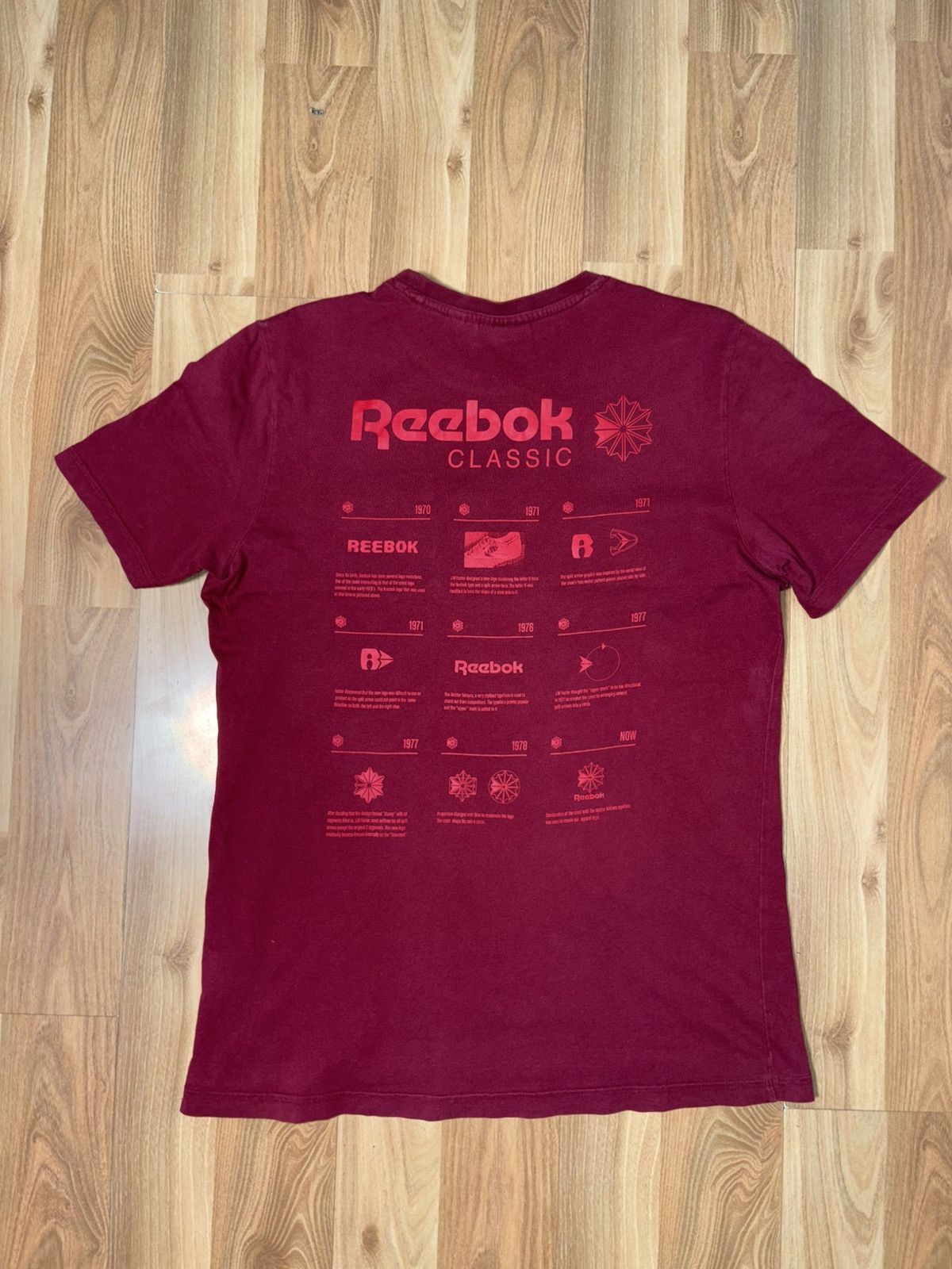 Reebok Reebok Classic History of Logos Graphic Tee Burgundy Size M Size US M / EU 48-50 / 2 - 1 Thumbnail