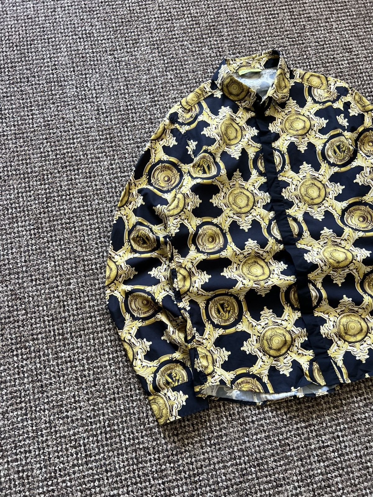 Versace Versace Baroque Print Shirt Black/Gold Men’s Long Sleev Size US L / EU 52-54 / 3 - 6 Thumbnail