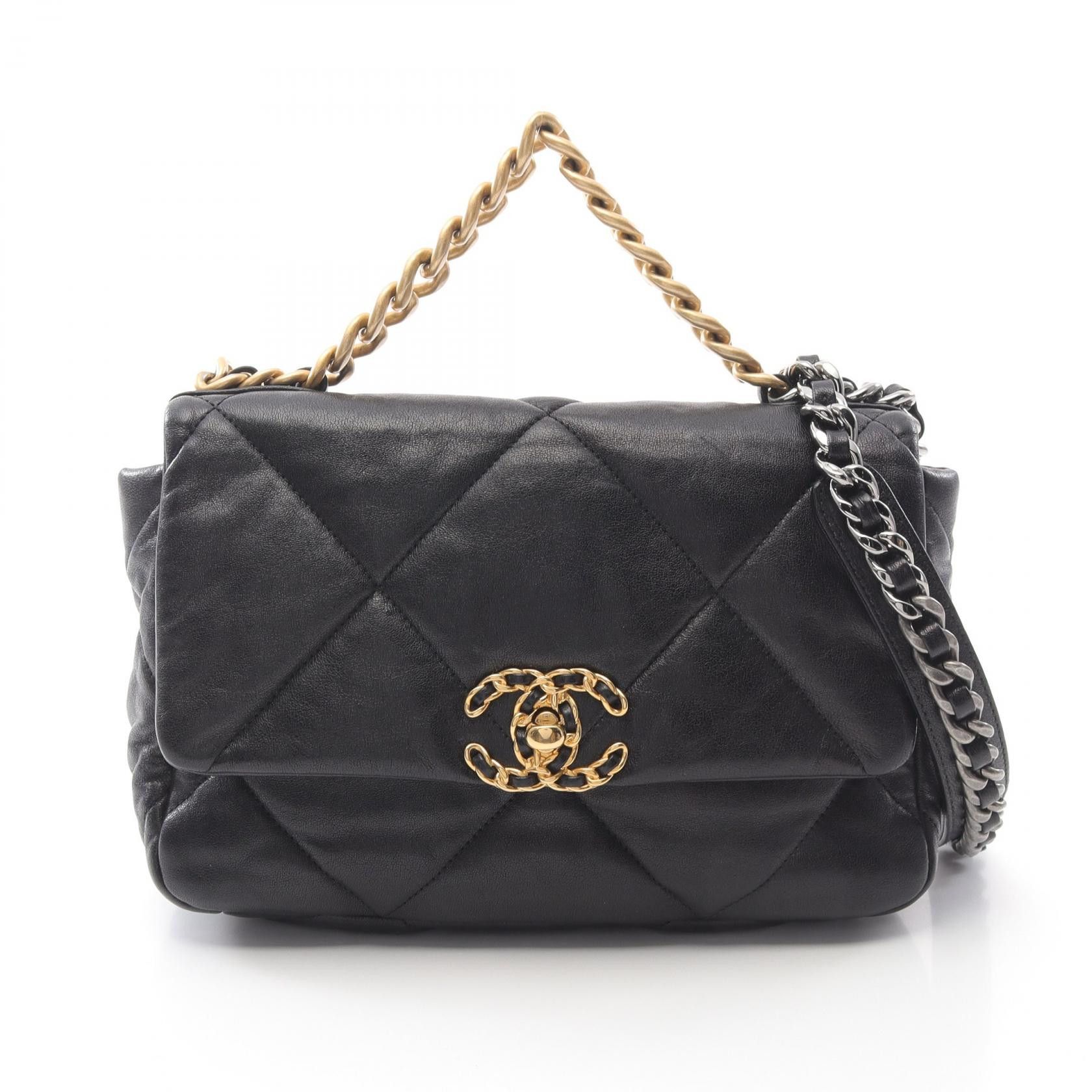 Chanel Chanel 19 Matelasse Lambskin Shoulder Bag Leather Shoulder Bag As1160 in Black, Women's