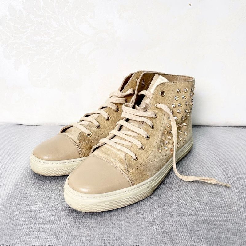 Gucci Gucci Beige Studded High-Top Sneakers 0079 Size US 6.5 / EU 39-40 - 1 Thumbnail