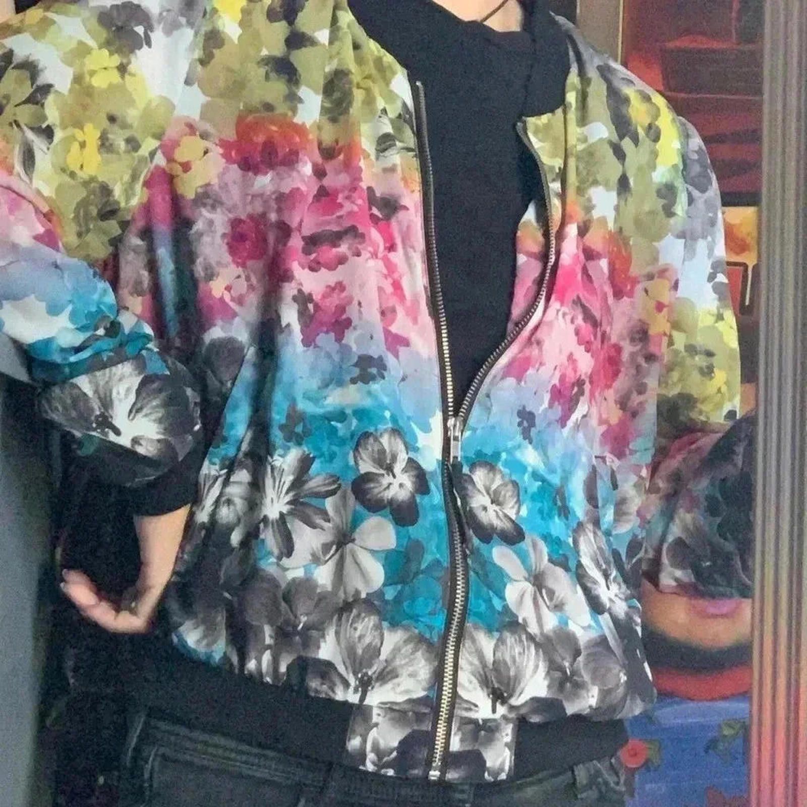 H&M H&M Floral Print Bomber Jacket Size XL / US 12-14 / IT 48-50 - 3 Thumbnail
