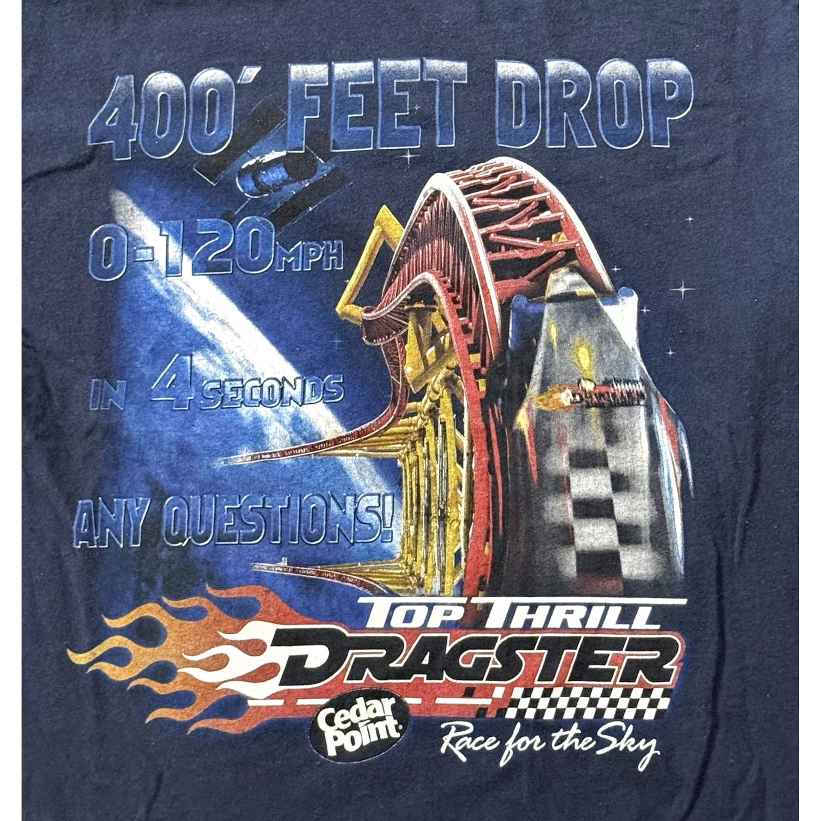 Gildan VINTAGE Top Thrill Dragster Shirt Unisex Adults M Blue Gildan Size US M / EU 48-50 / 2 - 3 Thumbnail