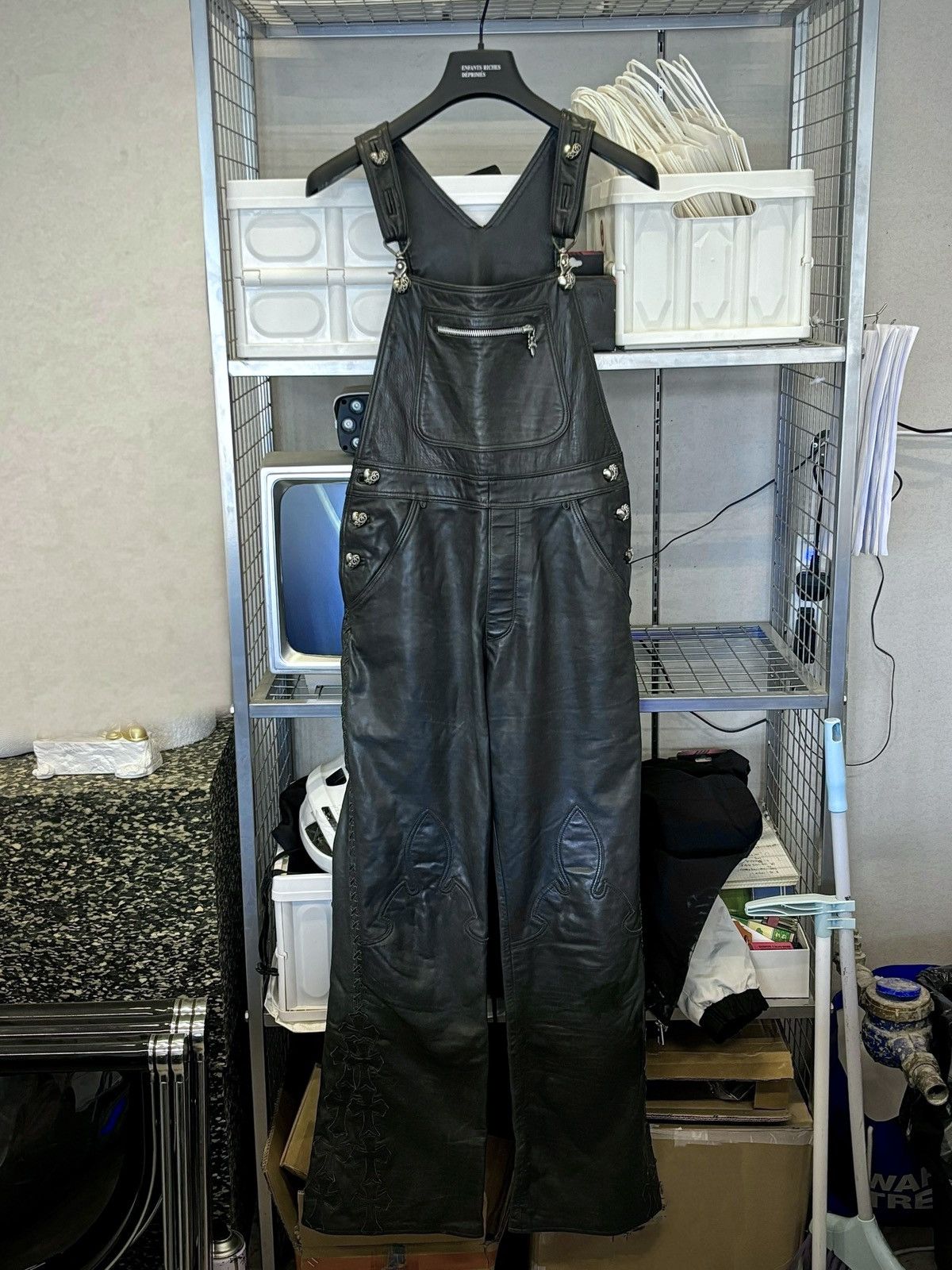 Chrome Hearts 1/1 crazy silver sterling & patches Leather overalls Size US 32 / EU 48 - 4 Thumbnail