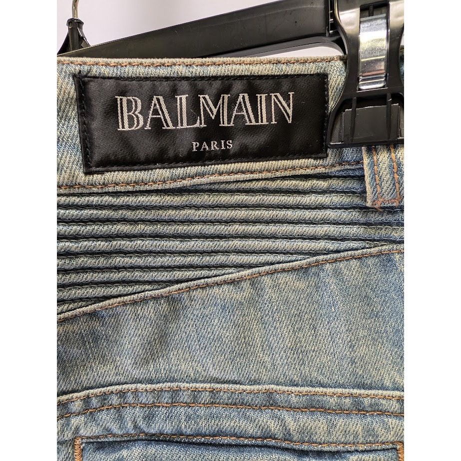 Balmain o1rbi21 Biker Jeans in Blue Size US 30 / EU 46 - 3 Thumbnail