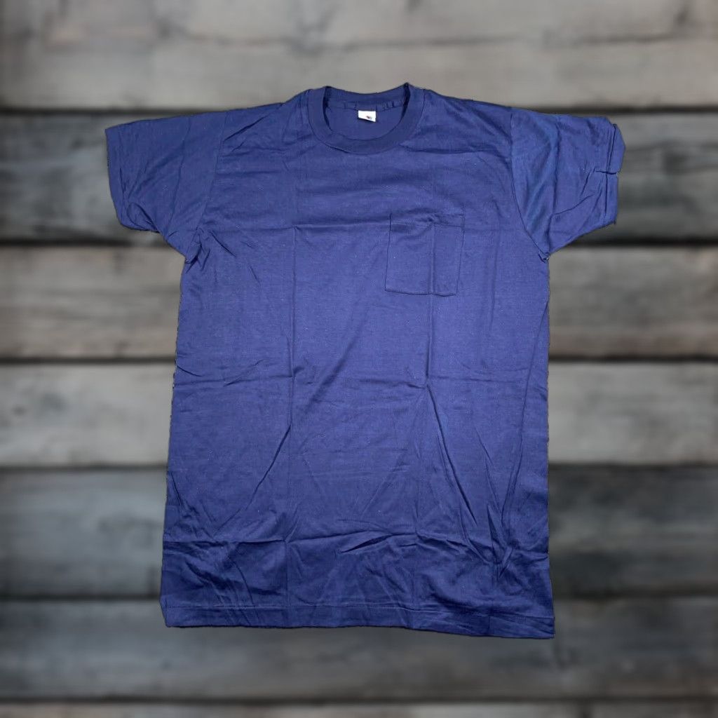VINTAGE Fruit of the Loom Pocket T-Shirt Adult XL Dark Blue 70s 80s Retro Mens