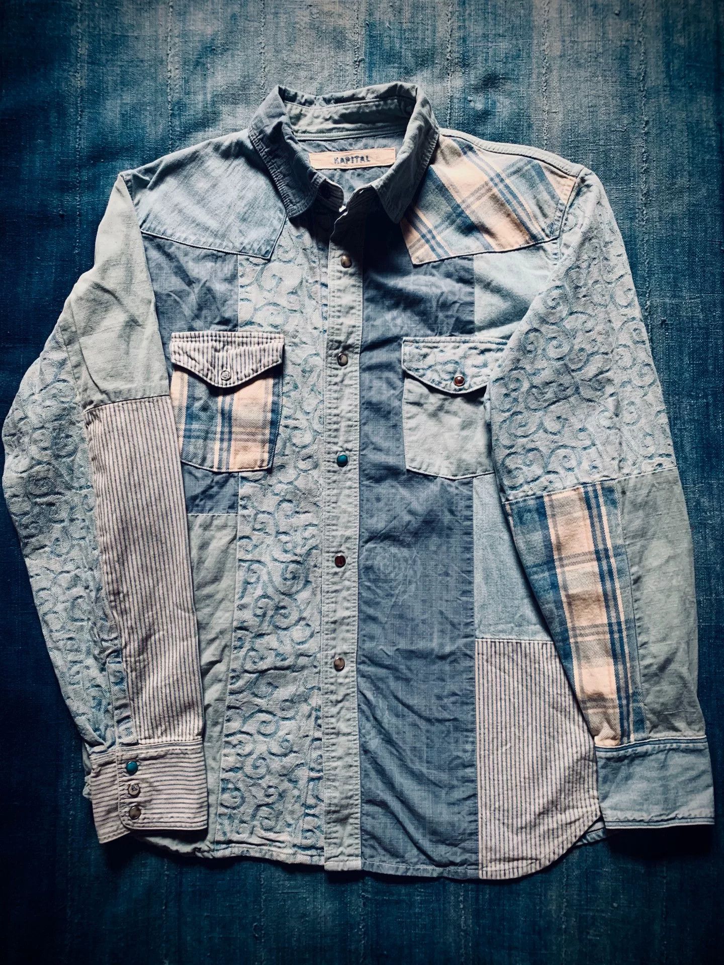 Kapital Kapital Veggie Dye Patchwork Denim Shirt Size US L / EU 52-54 / 3 - 1 Thumbnail
