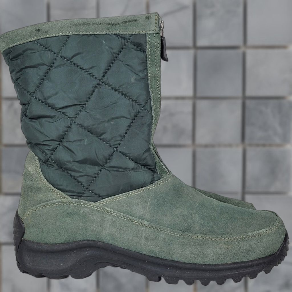 Vintage VINTAGE Lands Ends Women's 8B Snow Boots 176848 Green Suede Quilted Insulated - Casual Winter Boot Women size 8B Size US 8 / IT 38 - 1 Thumbnail