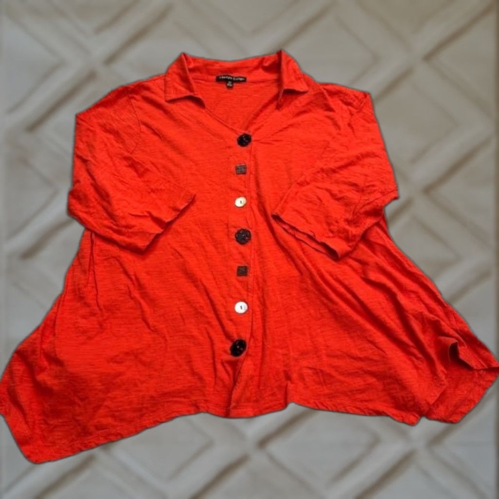 Vintage VINTAGE Always Indigo Red Cotton Blouse Women Plus 2X Boho Casual Tunic Top 3/4 Sleeve Size XXL / US 16-18 / IT 52-54 - 1 Thumbnail