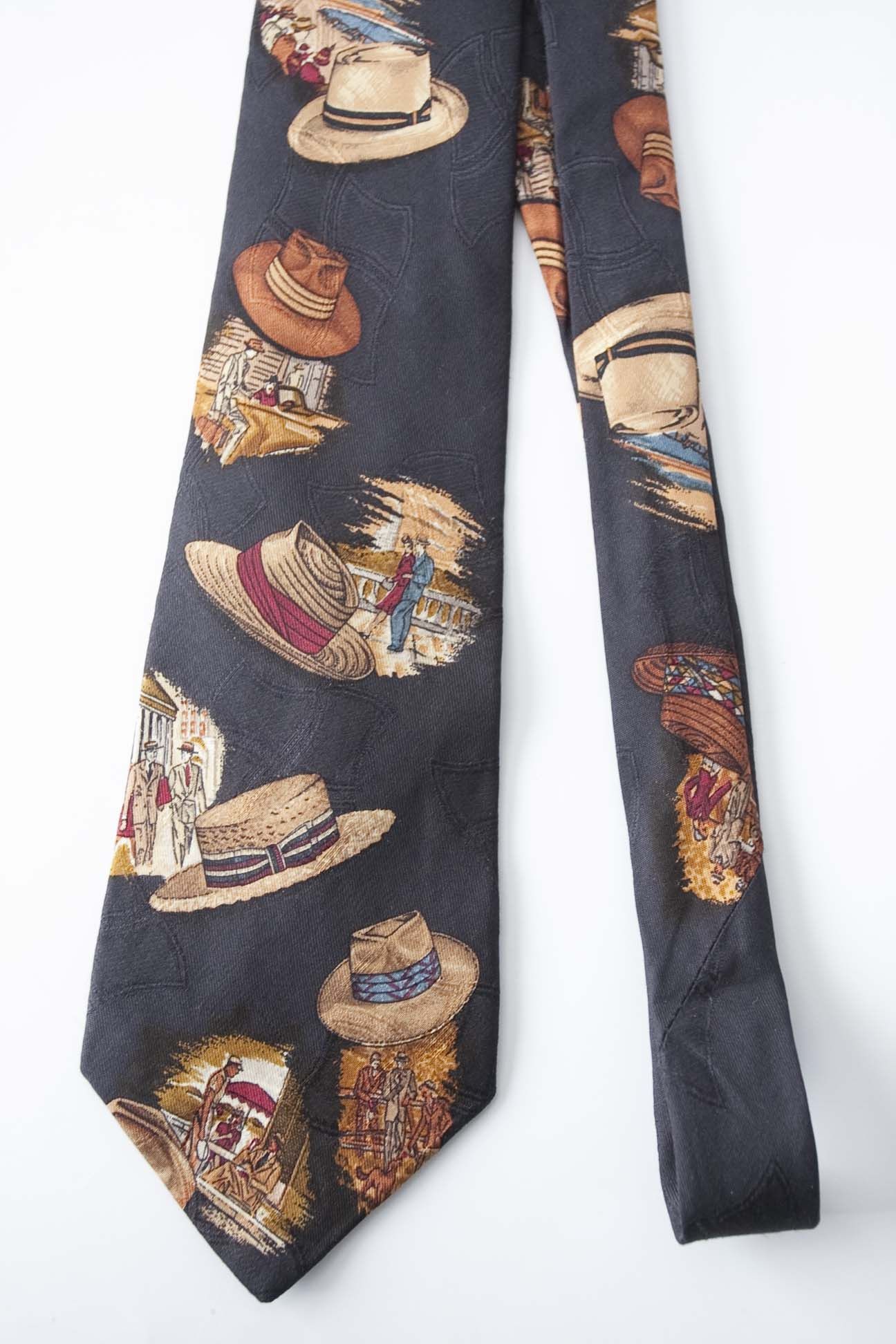 Ralph Lauren × Vintage Ralph Lauren Tie 100% Silk Hats Vintage Dark Blue Size ONE SIZE - 1 Thumbnail
