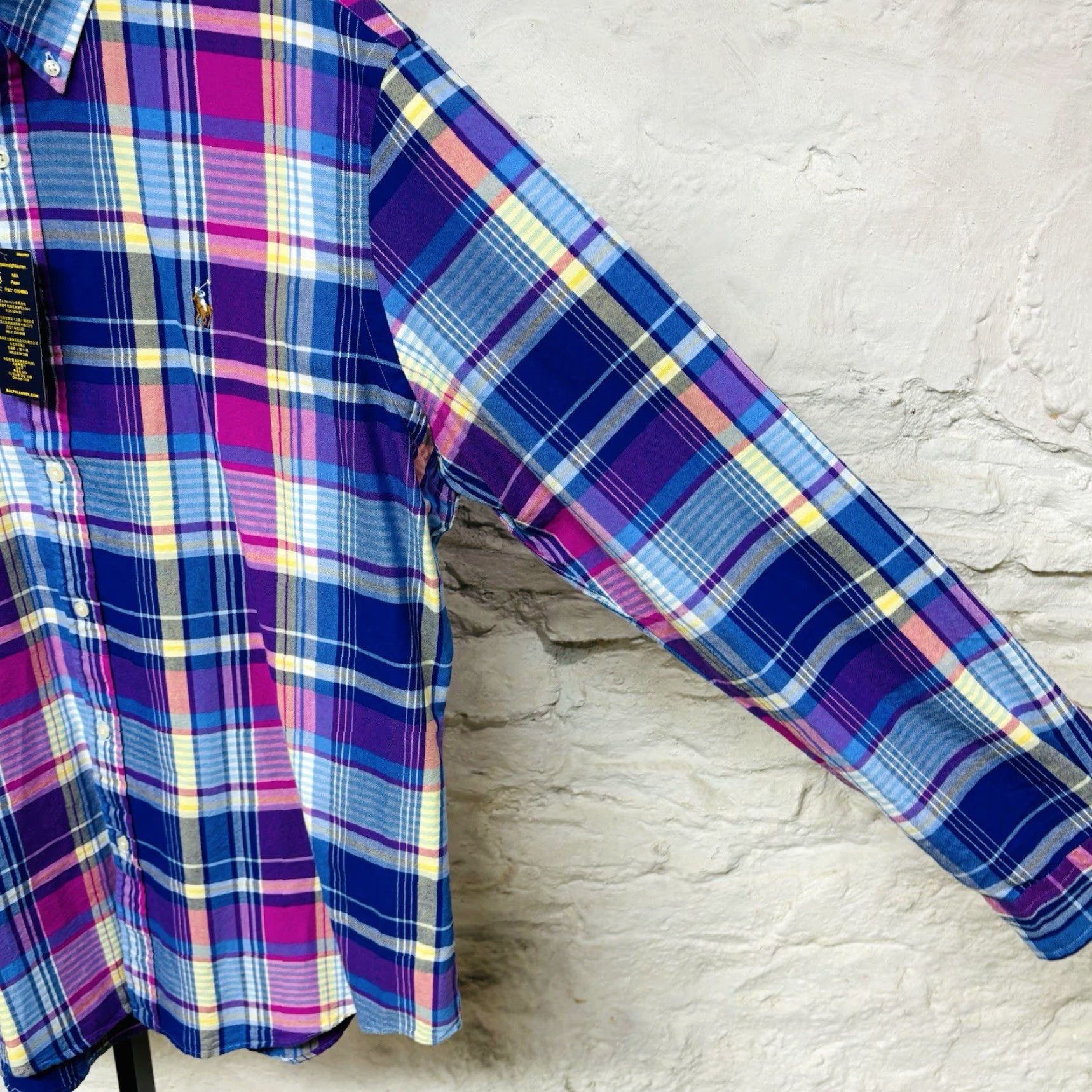 Polo Ralph Lauren Shirt Men's XL Pink Multi Plaid Oxford Cloth Classic Fit NWT Button-Up