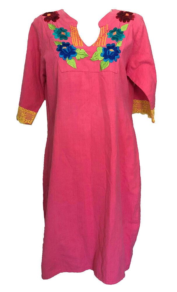 Designer Used Pink Hand Made Embroidered Dress XL Size XL / US 12-14 / IT 48-50 - 1 Thumbnail