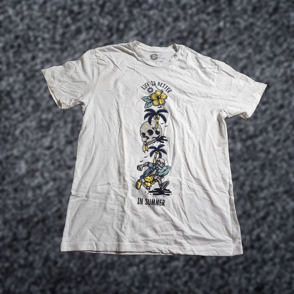 Vintage Womens L California Skeleton T Shirt Double-Sided - Social Culture - Crew Neck - Short Sleeve - White - Basic - Summer - Men/Women? Size L / US 10 / IT 46 - 1 Thumbnail