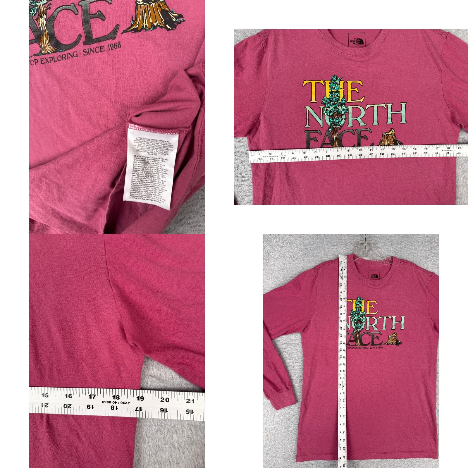 The North Face The North Face Men T-Shirt Shirt Adult Medium Pink Long Sleeve Crew Neck Cotton Blend Jersey Logo All Seasons Slimming Size US M / EU 48-50 / 2 - 8 Thumbnail