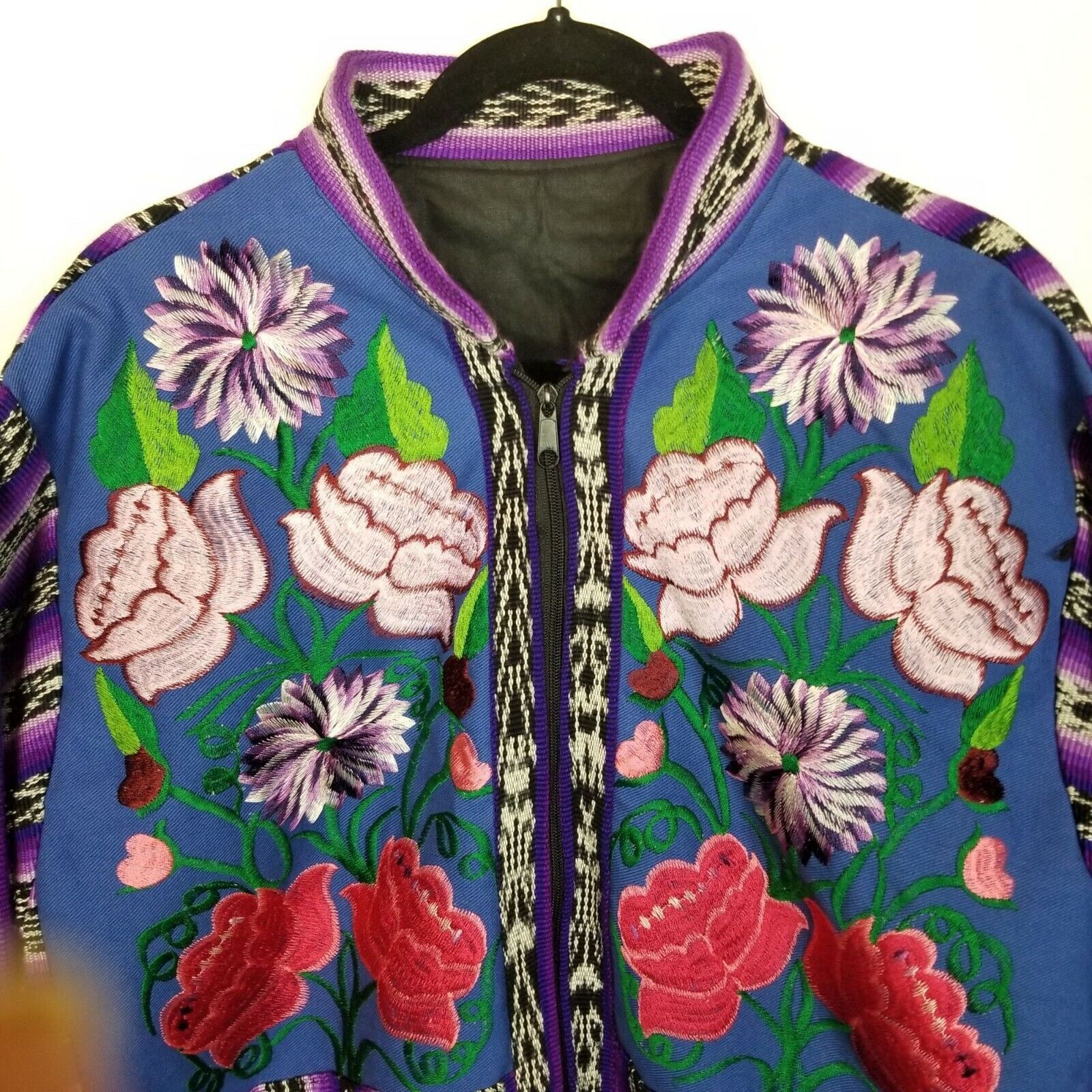 Vintage Vintage Floral Southwester Zip Emboroidered Bomber Jacket Size L / US 10 / IT 46 - 3 Thumbnail