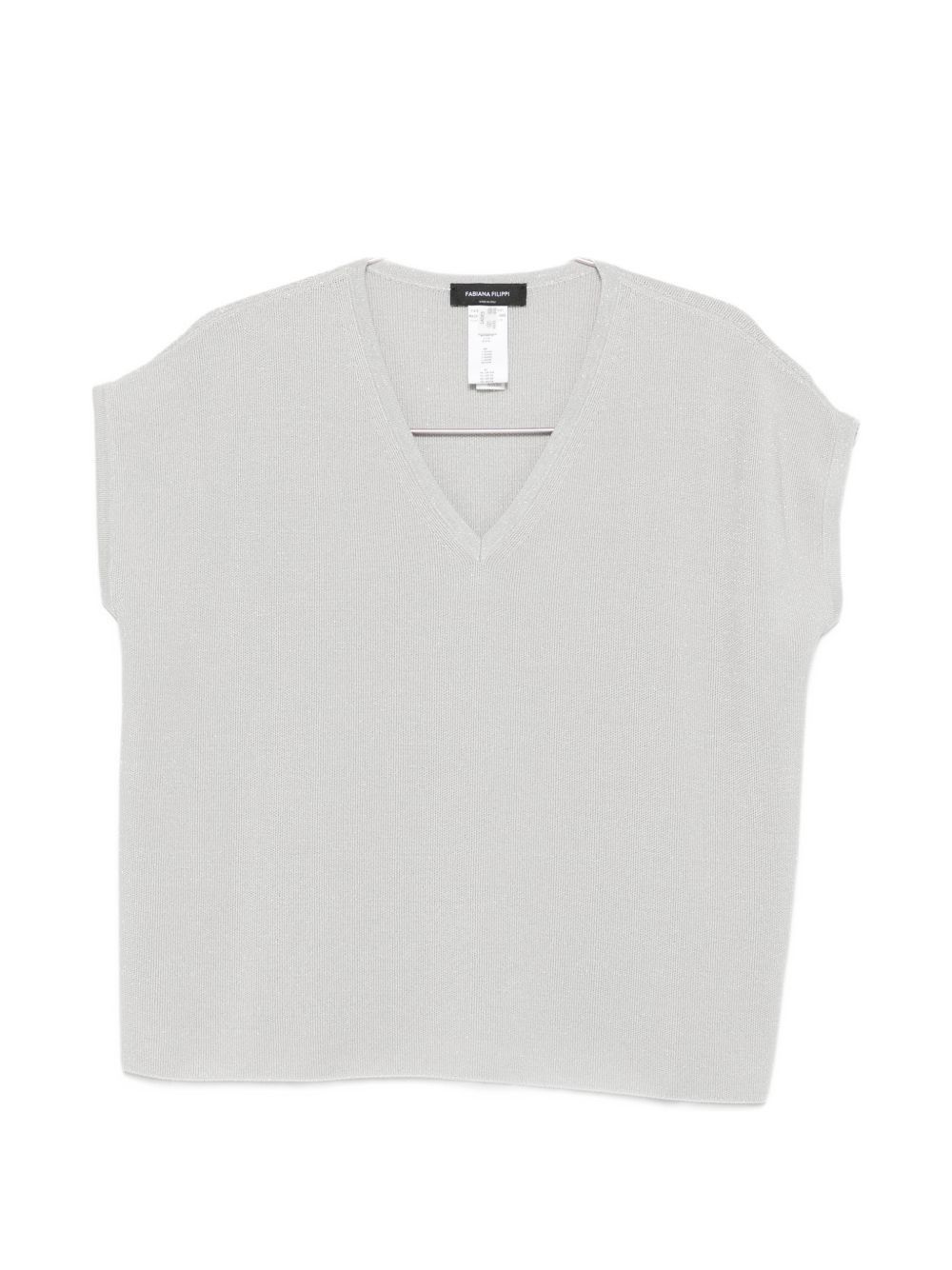 Fabiana Filippi COTTON V-NECKED TOP Size L / US 10 / IT 46 - 1 Thumbnail