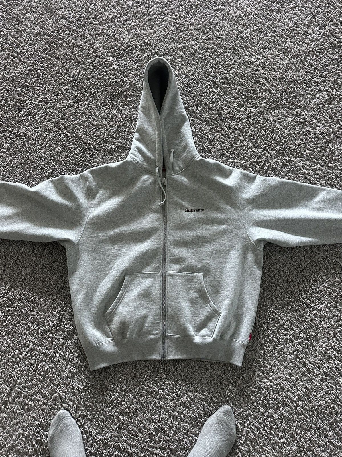 Supreme Supreme Crest Zip Up Hooded Sweatshirt 'Heather Grey