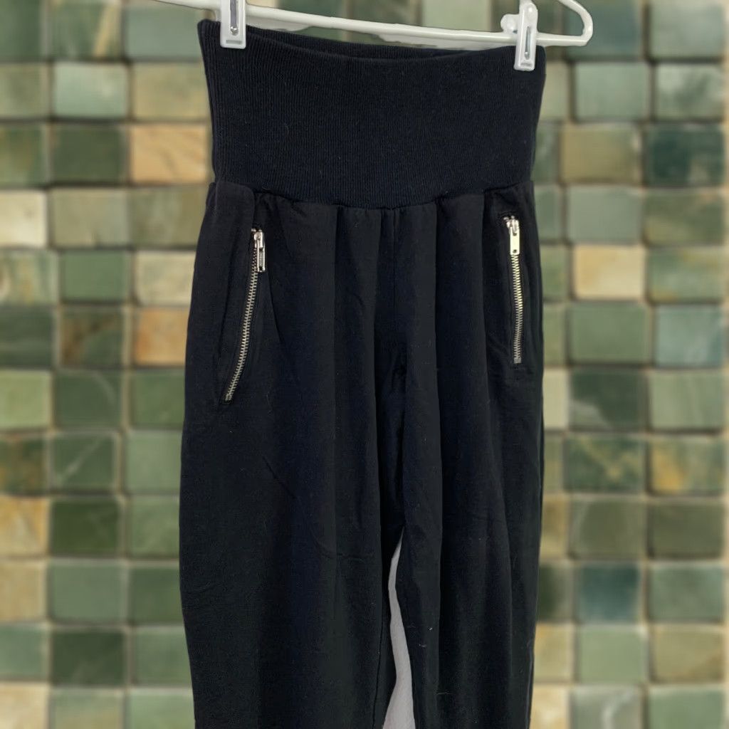 HARE Allen B Allen Schwartz Black Zipper Harem Jogger Pants L Womens Leggings Athletic Skinny Inseam 28 Autumn Winter Spring Fall Sports Athleisure Size 36" / US 14 / IT 50 - 1 Thumbnail