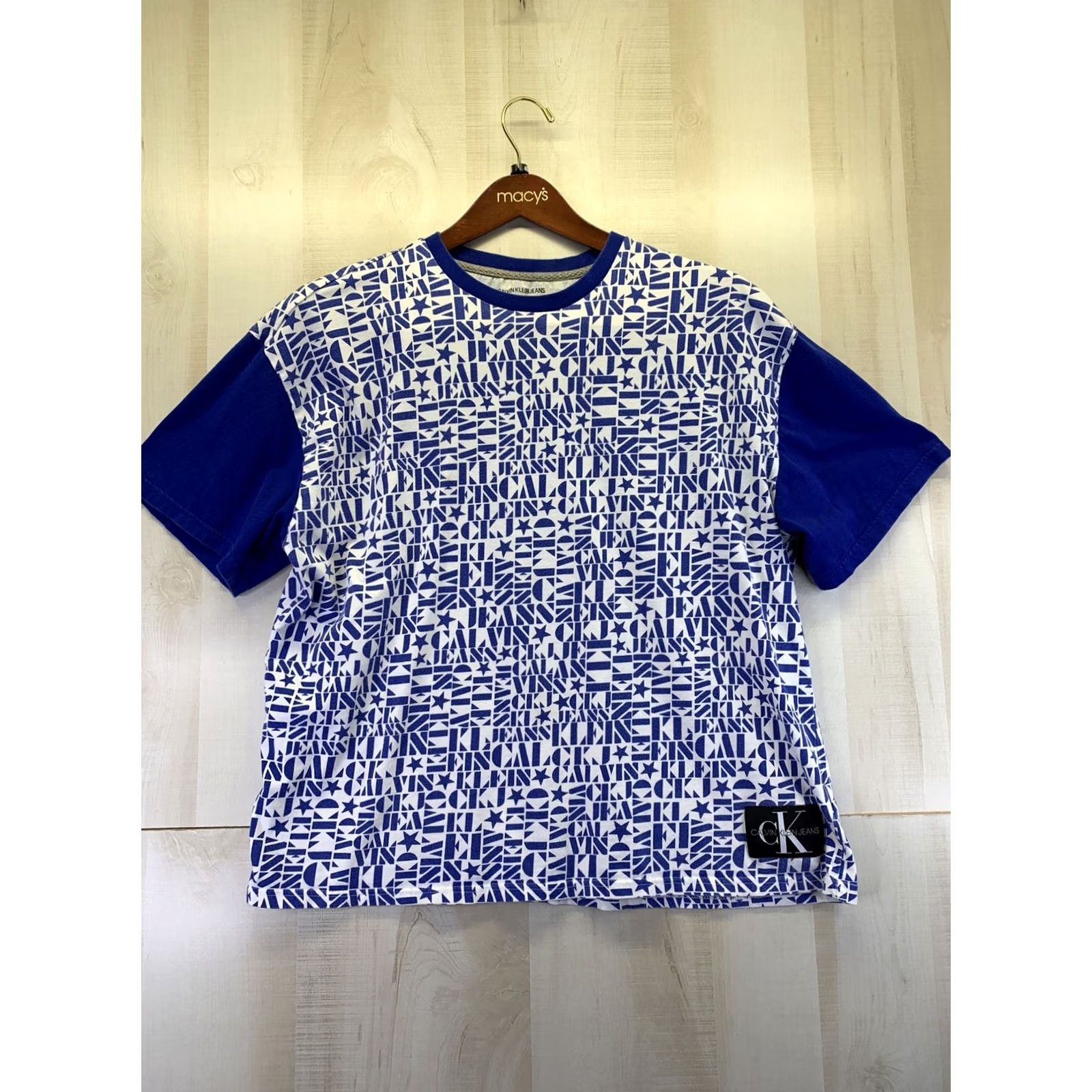 Calvin Klein Calvin Klein Mens Shirt-5964 Blue/White Logo Short Sleeve T-Shirt L-Blue/White Logo Print Shirt Mens Size L Size US L / EU 52-54 / 3 - 2 Thumbnail