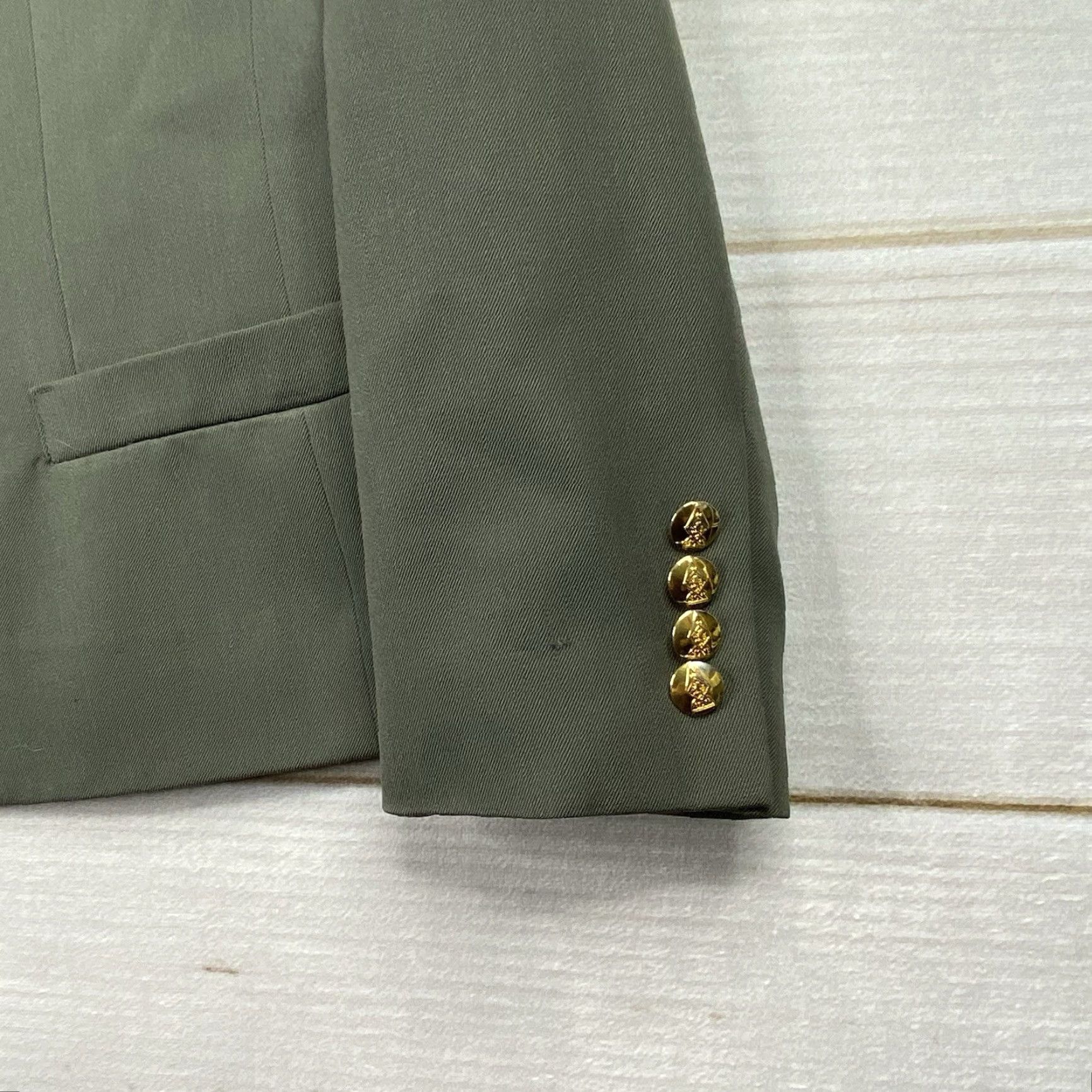 Austin Reed VINTAGE Austin Reed Blazer Skirt 2 Piece Womens 10 Green Gold USA Wool Button Front 1-Button Notch Lapel Regular Long Sleeve Solid Size 32" / US 10 / IT 46 - 3 Thumbnail