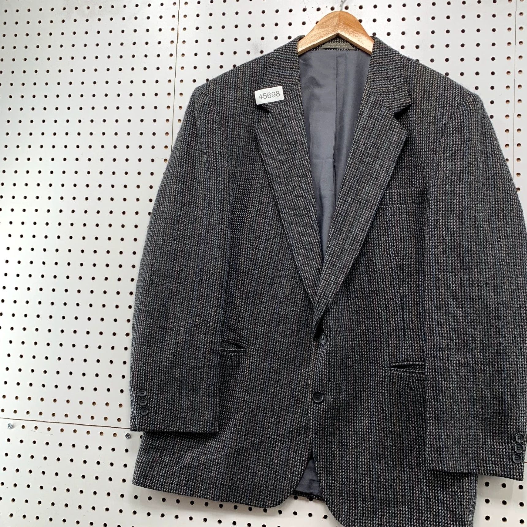 Haggar VINTAGE Haggar Wool Tweed Blazer Mens 44 Gray Business Two Button 100% Pure Wool Size 44R - 3 Thumbnail