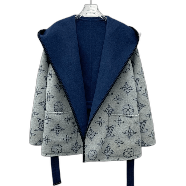Louis Vuitton Louis Vuitton Blue Logo Wool Hooded Coat Size XS / US 0-2 / IT 36-38 - 1 Thumbnail
