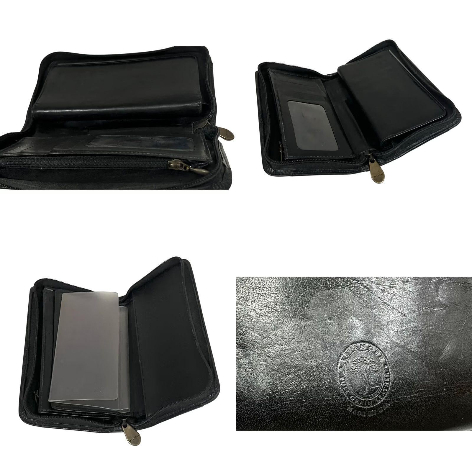 Revenge Levenger Black Full Grain Leather Wallet Zip Around Organizer Made in USA Wallet Unisex Mens Womens 7.5" x 4" x 1" Size ONE SIZE - 8 Thumbnail