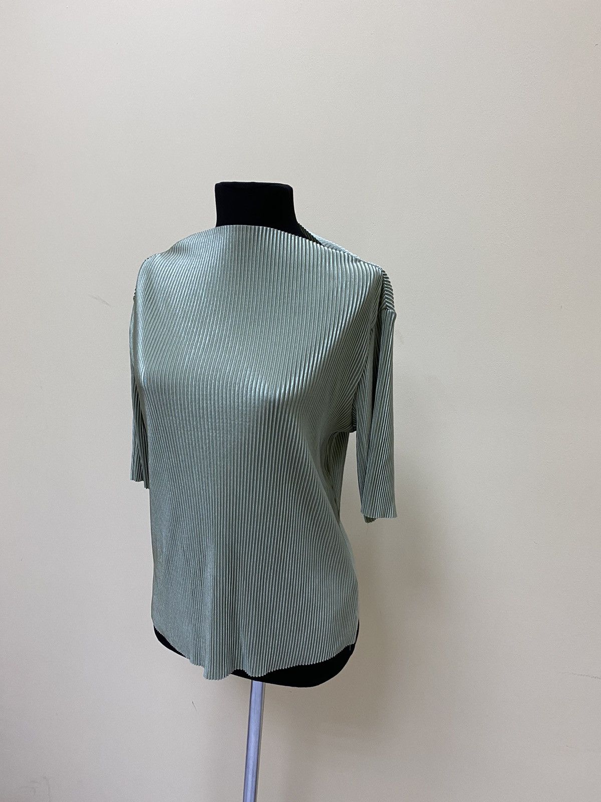 Japanese Brand Pleated Top Issey Miyake Style Womens Mint Size M Size M / US 6-8 / IT 42-44 - 3 Thumbnail