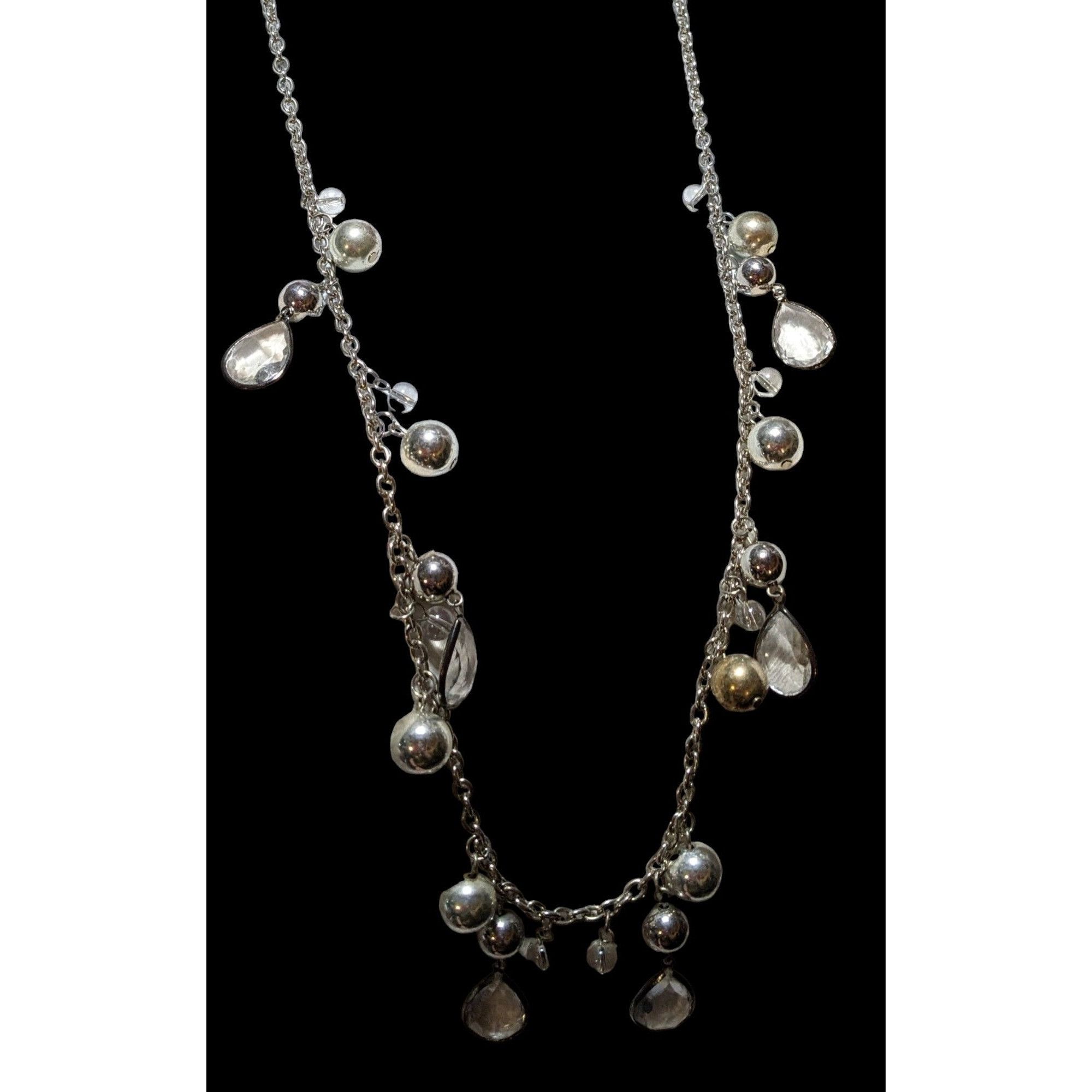 Other Silver Gemmed Teardrop Charm Necklace Size ONE SIZE - 2 Thumbnail