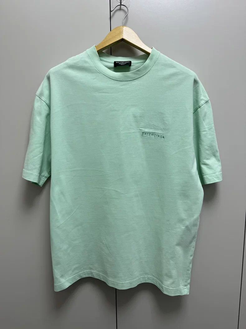 Balenciaga Balenciaga Mint Green Embroidered Tee Size US S / EU 44-46 / 1 - 1 Thumbnail