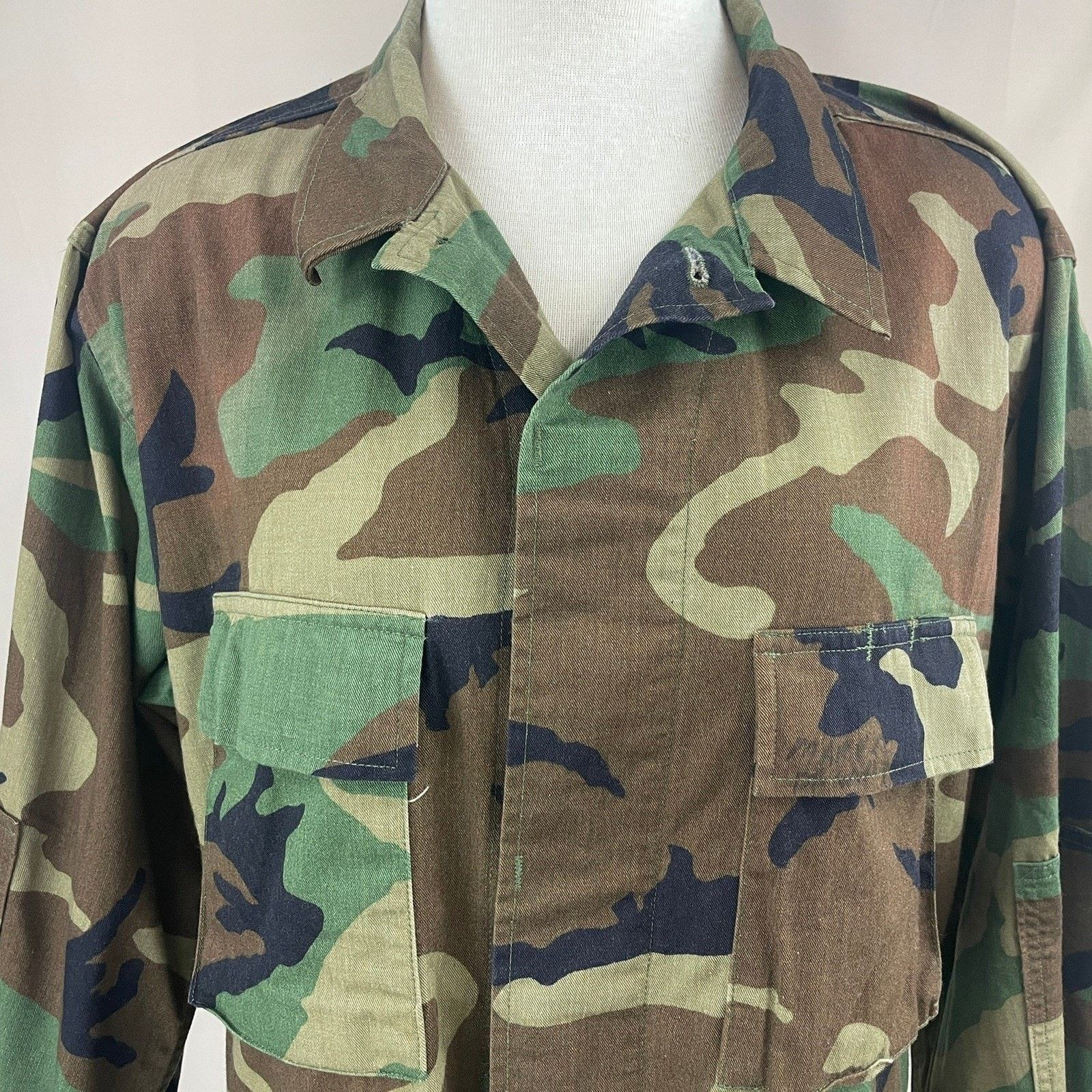 Vintage 90s Army Coat Mens (L) Camo Woodland BDU Tactical USA Size US L / EU 52-54 / 3 - 2 Thumbnail