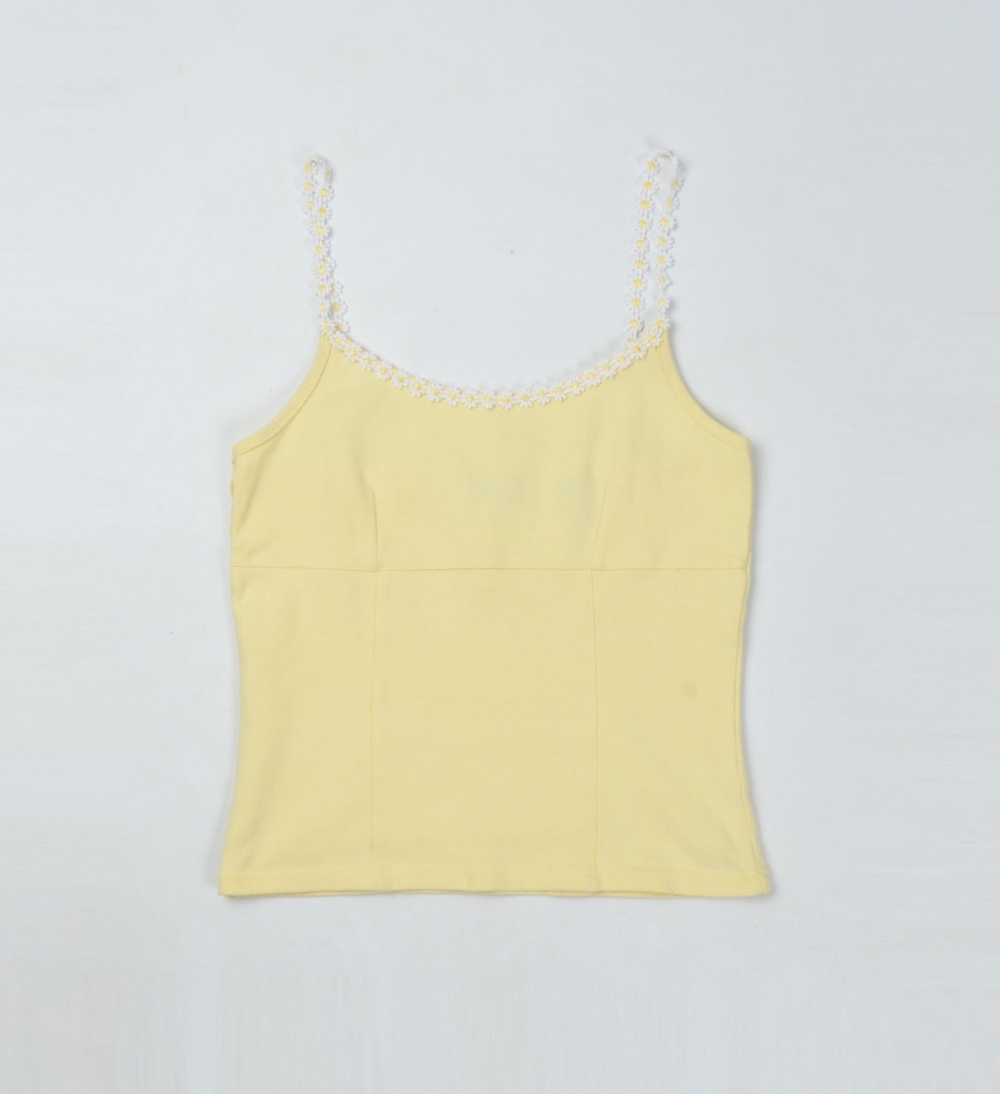 Designer Vintage Q&A Y2K Cottage Kidcore Cute Yellow Cami Top Size S / US 4 / IT 40 - 4 Thumbnail
