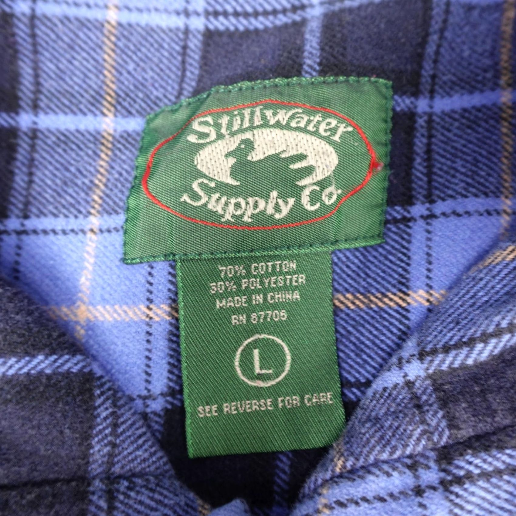Vintage Stillwater Supply Co Flannel Shirt Mens Large Blue Plaid Button Up Casual Workwear Outdoors Size US L / EU 52-54 / 3 - 3 Thumbnail