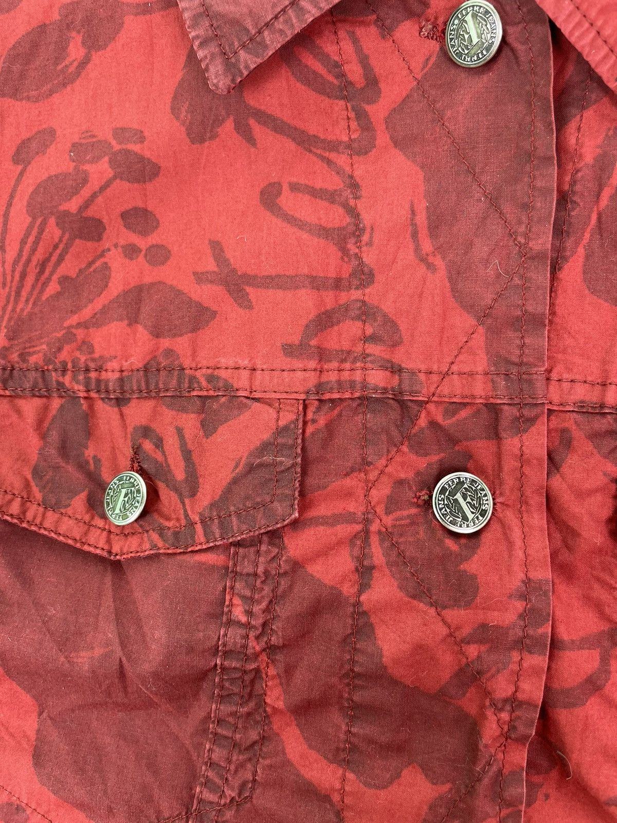 Gianfranco Ferre × Vintage 90s Gianfranco Ferre hibiscus all overprinted trucker jacket Size XXS / US 00 / IT 34 - 2 Thumbnail