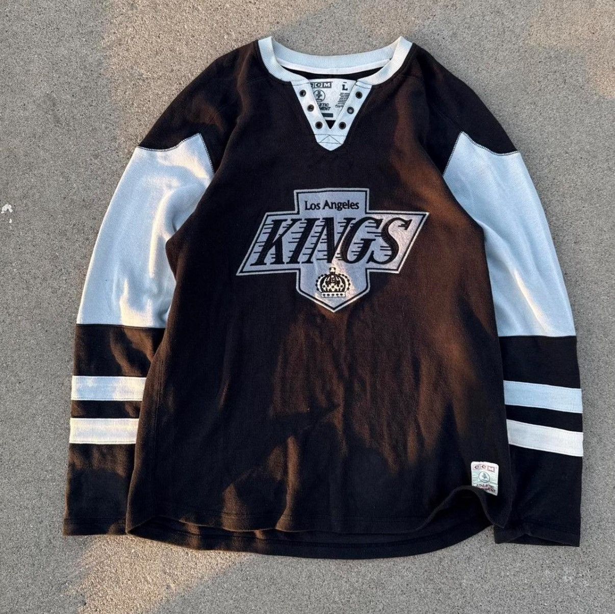 NHL Vintage 90s CCM Los Angeles Kings hockey jersey lace-up Size US L / EU 52-54 / 3 - 1 Thumbnail