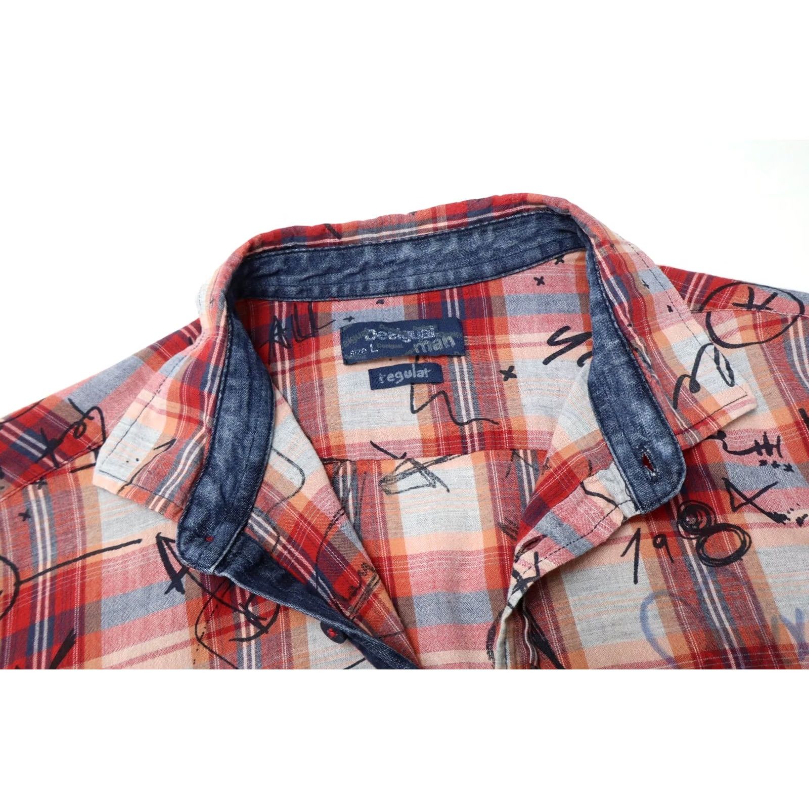 Desigual Desigual Shirt Men's LARGE Multicolor Chest Pocket Graphic Scribble Print Size US L / EU 52-54 / 3 - 4 Thumbnail
