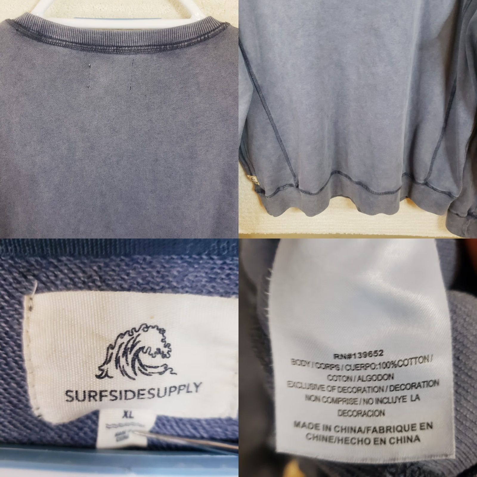 Vintage Surfside Supply Men's XL Blue Faded Long Sleeve Crewneck Sweatshirt Sweater Pullover Casual Size US XL / EU 56 / 4 - 9 Thumbnail