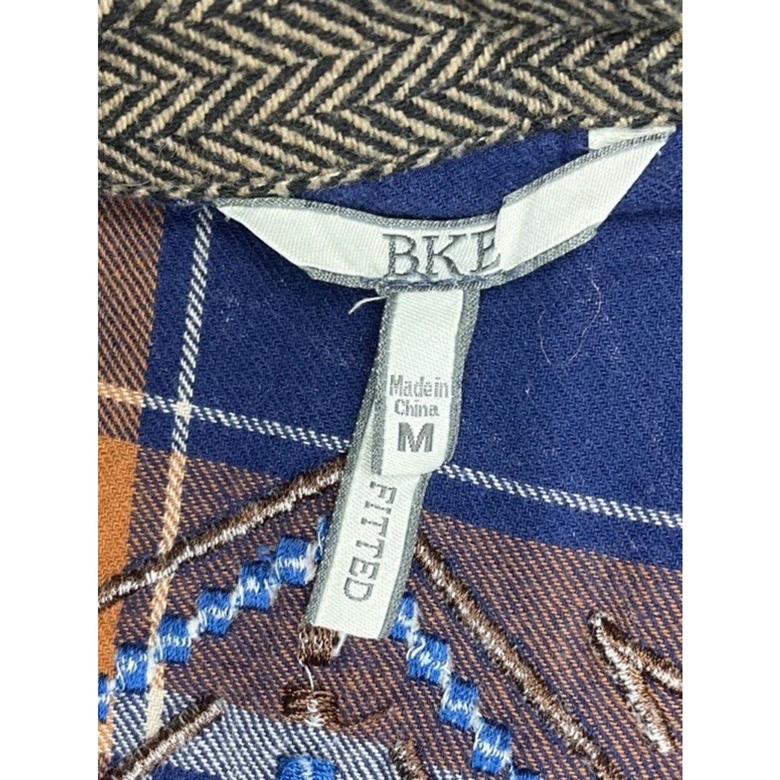 BKE BKE Flannel Southwest Design Womens M Blue Plaid Longsleeve Size M / US 6-8 / IT 42-44 - 5 Thumbnail