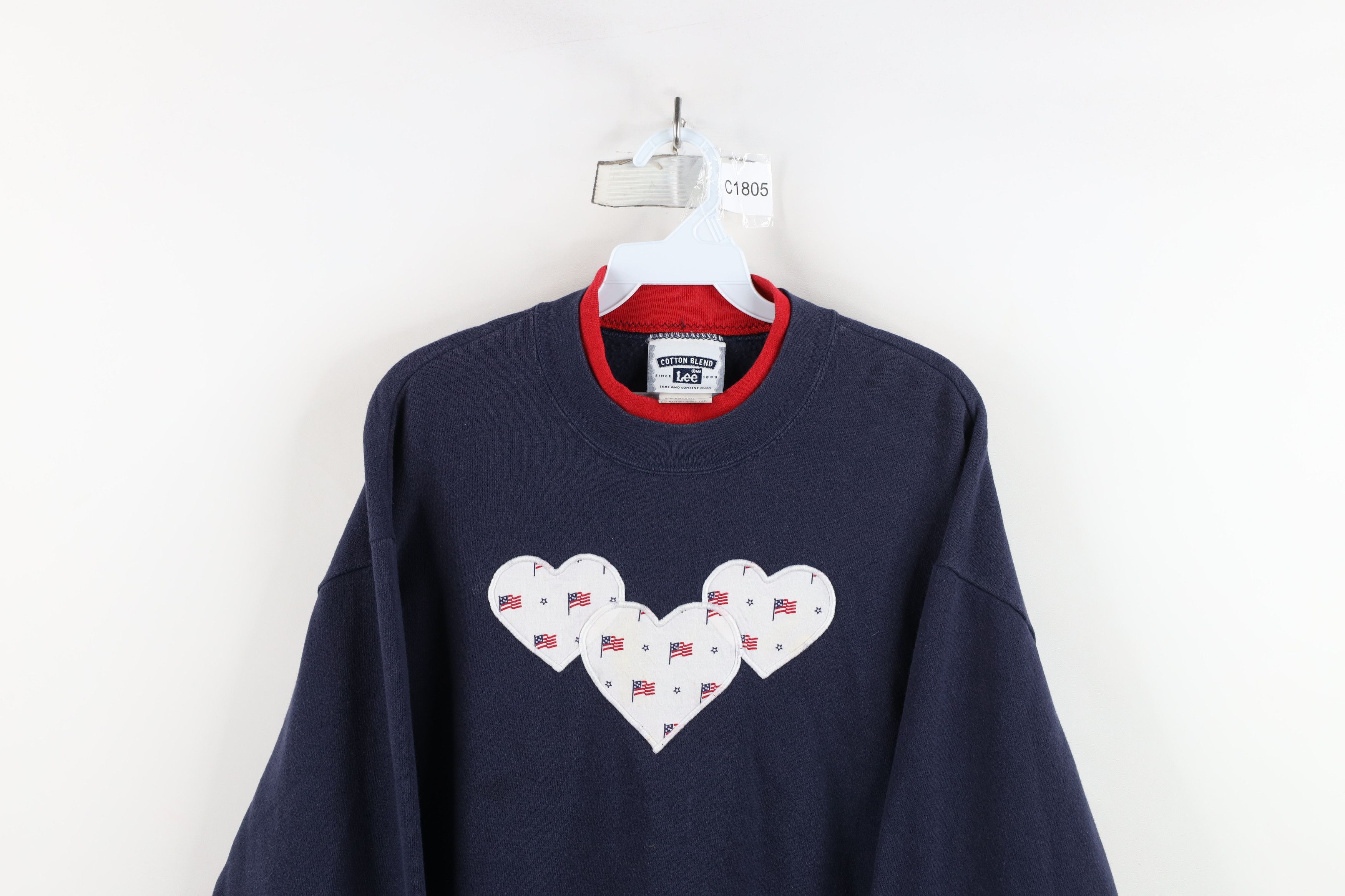 Vintage Vintage 90s Streetwear Patch Heart American Flag Sweatshirt Size M / US 6-8 / IT 42-44 - 2 Thumbnail