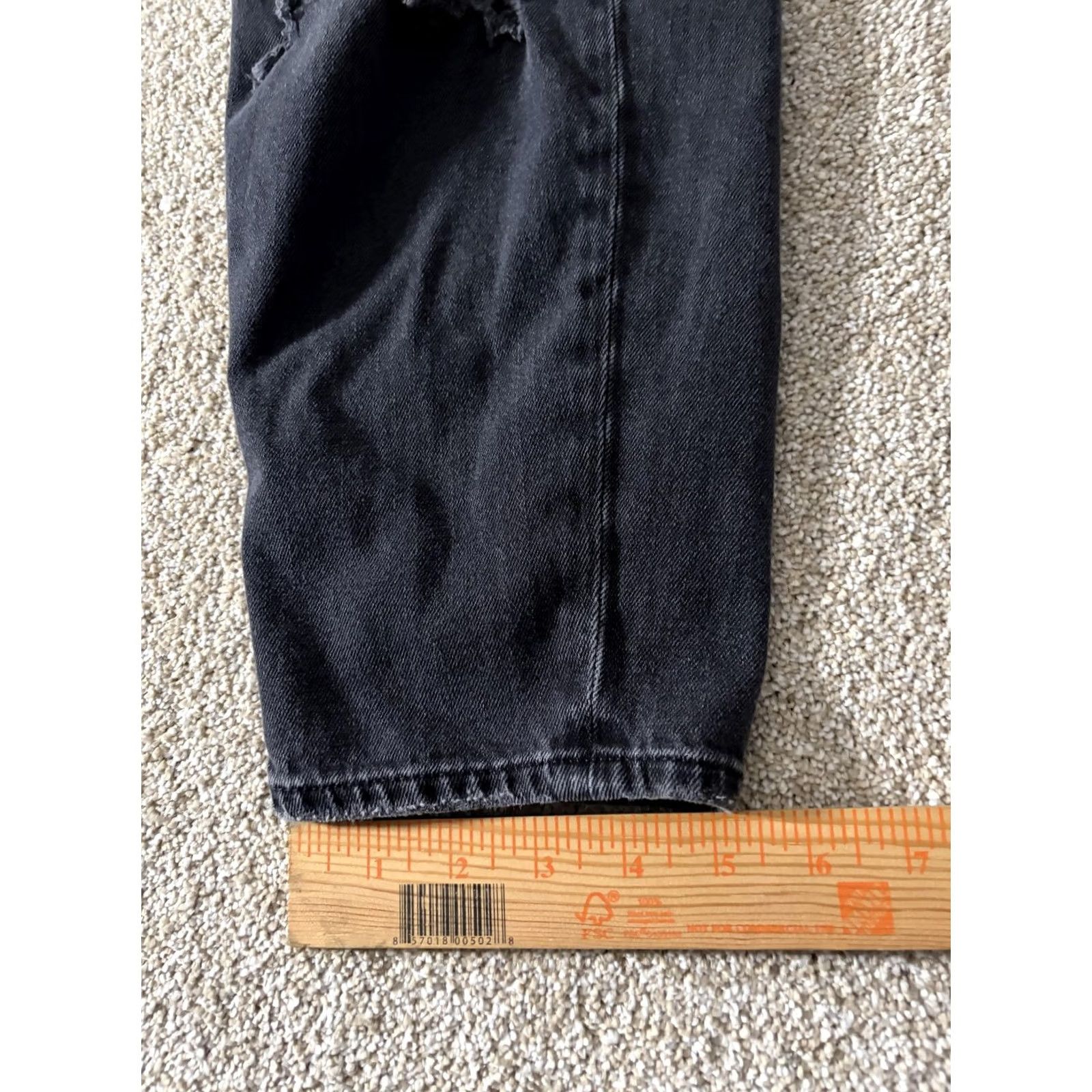 American Eagle Outfitters VINTAGE? no, not vintage. American Eagle Jeans Mom Womens 2 Black Dark Wash Distressed Stretch Denim 26x26 Size 26" / US 2 / IT 38 - 3 Thumbnail