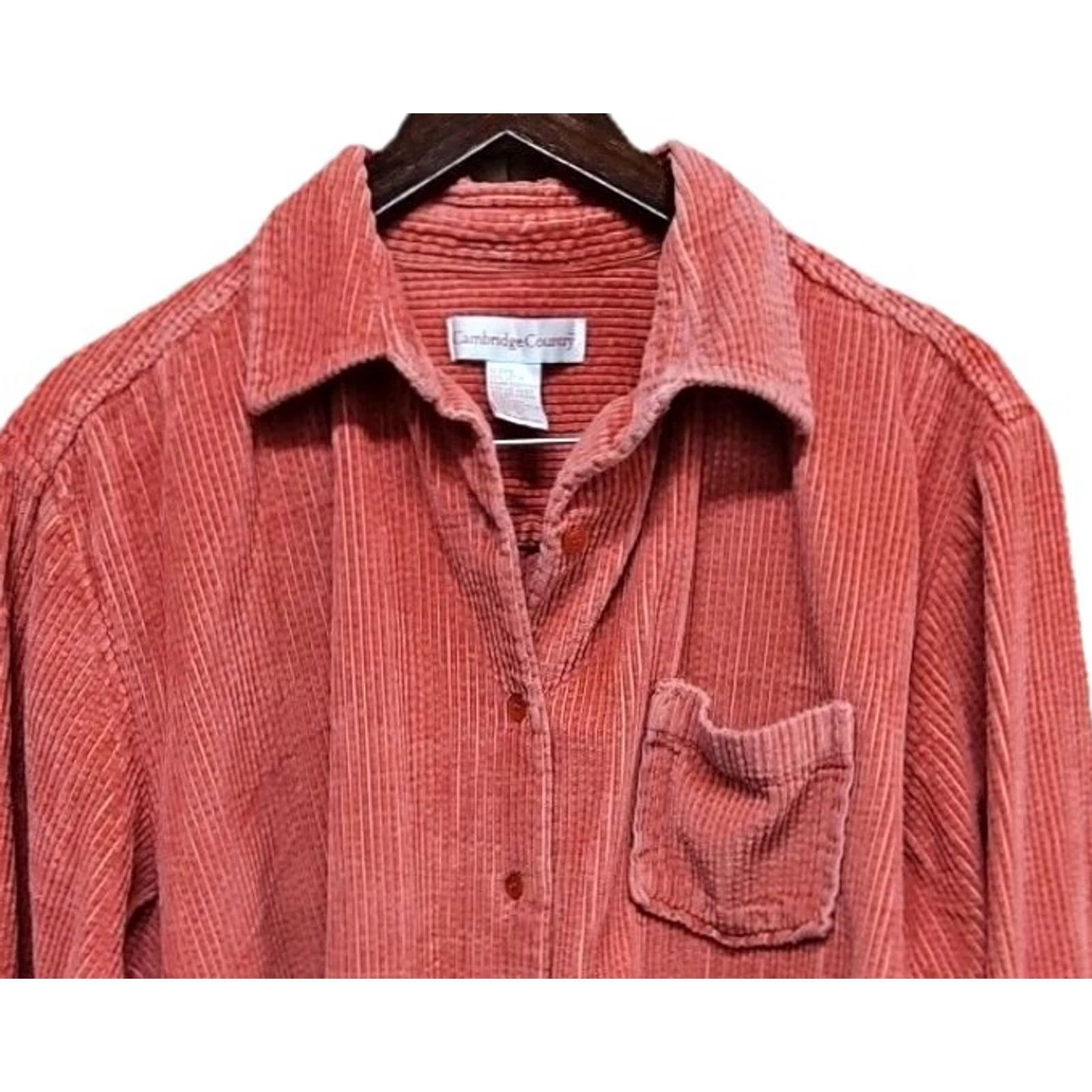 Vintage VINTAGE Cambridge Corduroy Shirt XL Women Pink 100% Cotton 90s Button-Up Long Sleeve Collared Size XL / US 12-14 / IT 48-50 - 3 Thumbnail