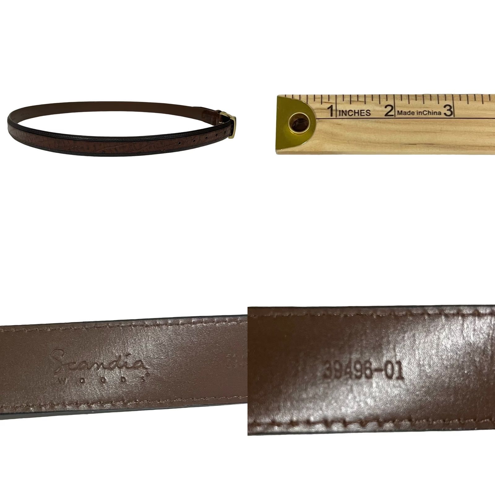 Vintage Scandia woods Belt Men 2XL Big & Tall Brown Leather Crocodile Texture Size ONE SIZE - 9 Thumbnail