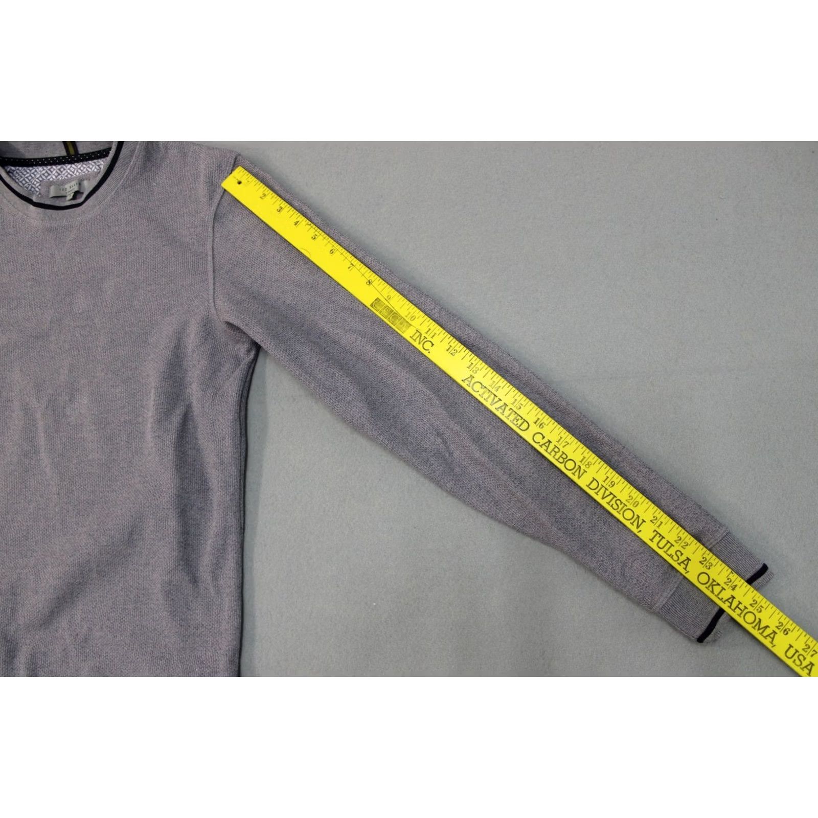 Ted Baker Ted Baker Mens Medium Gray Crewneck Knit Pullover Top Sweater Cotton Blend Trim Size US S / EU 44-46 / 1 - 4 Thumbnail