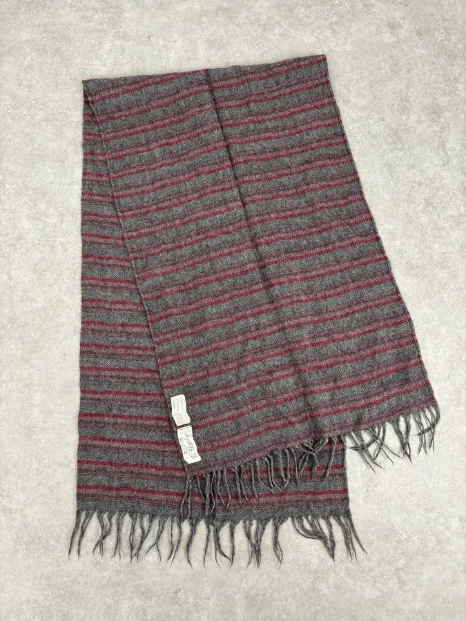 Gucci 2000s Gucci Red & Grey Striped Wool Scarf Size ONE SIZE - 5 Thumbnail