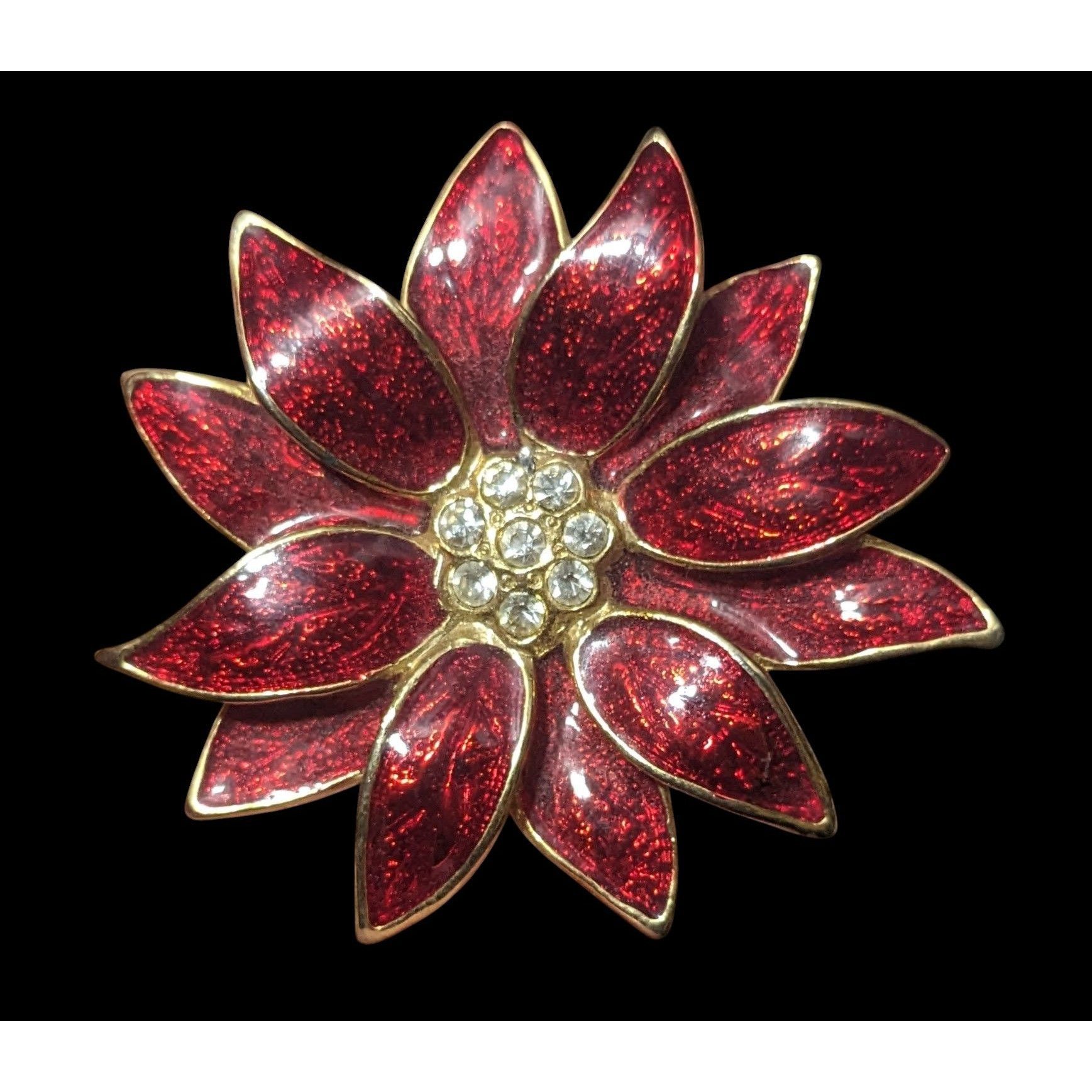 Other Vintage SFJ Christmas Enameled Poinsettia Brooch Size ONE SIZE - 2 Thumbnail