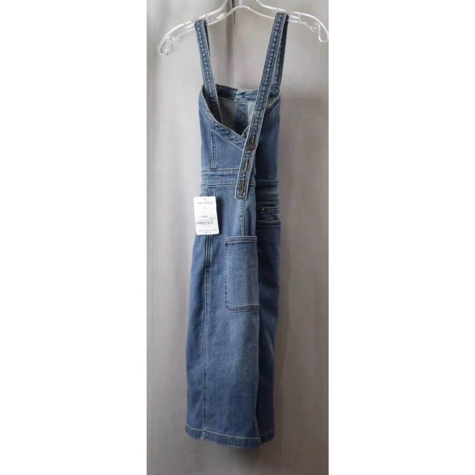 Free People NEW NWT Free People Grace Blue Denim Front Button Cross Strap Dress Size 0 Womens Overall Dress Short Length Size XS / US 0-2 / IT 36-38 - 2 Thumbnail