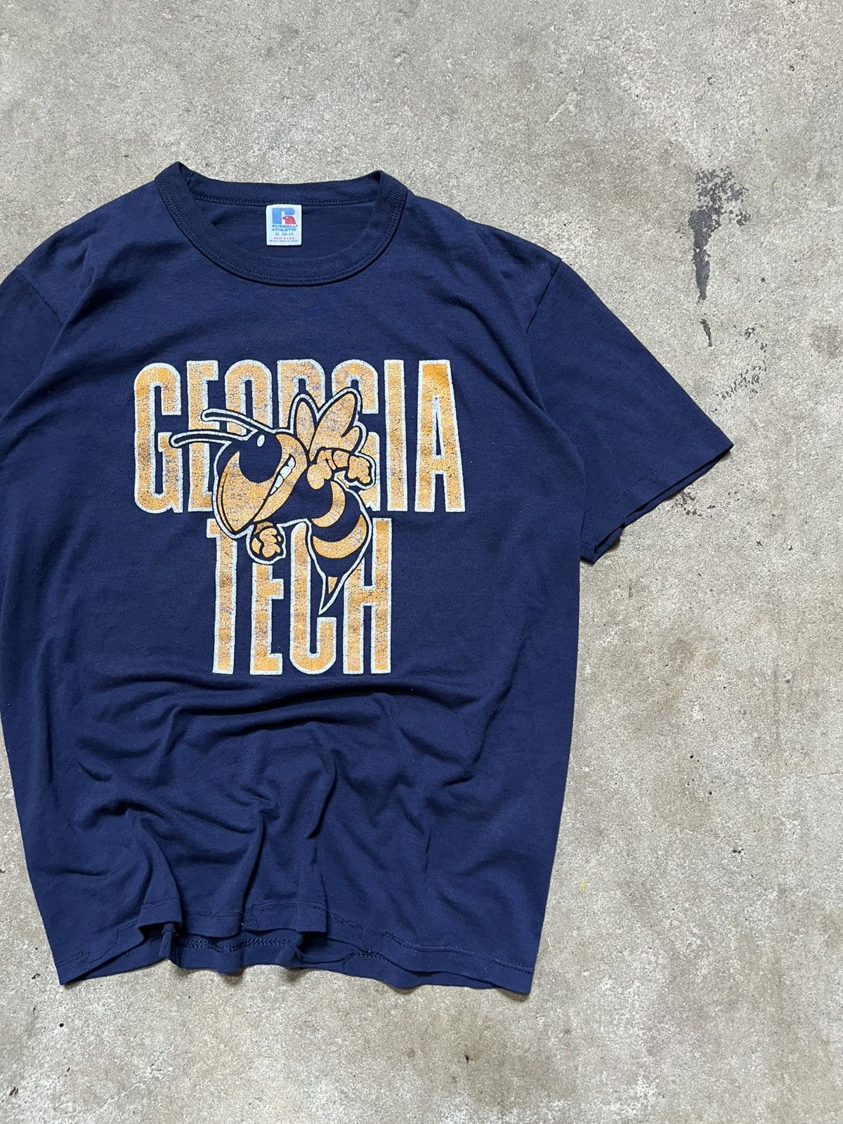 Russell Athletic Vintage 1980s Georgia Tech Yellow Jackets NCAA Football Tee Size US M / EU 48-50 / 2 - 1 Thumbnail