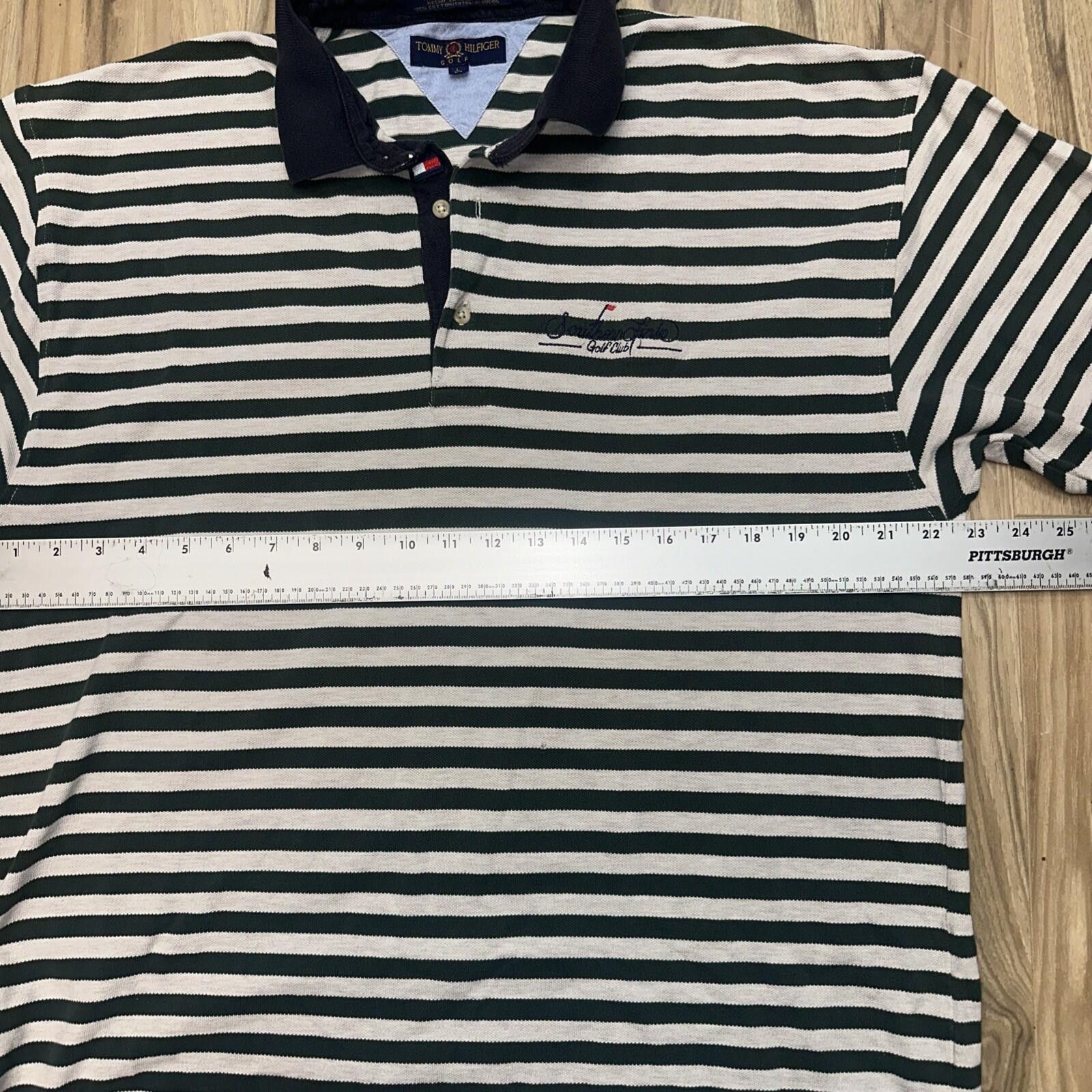 Tommy Hilfiger Tommy Hilfiger Golf Green White Striped Polo Shirt L Size US L / EU 52-54 / 3 - 6 Thumbnail