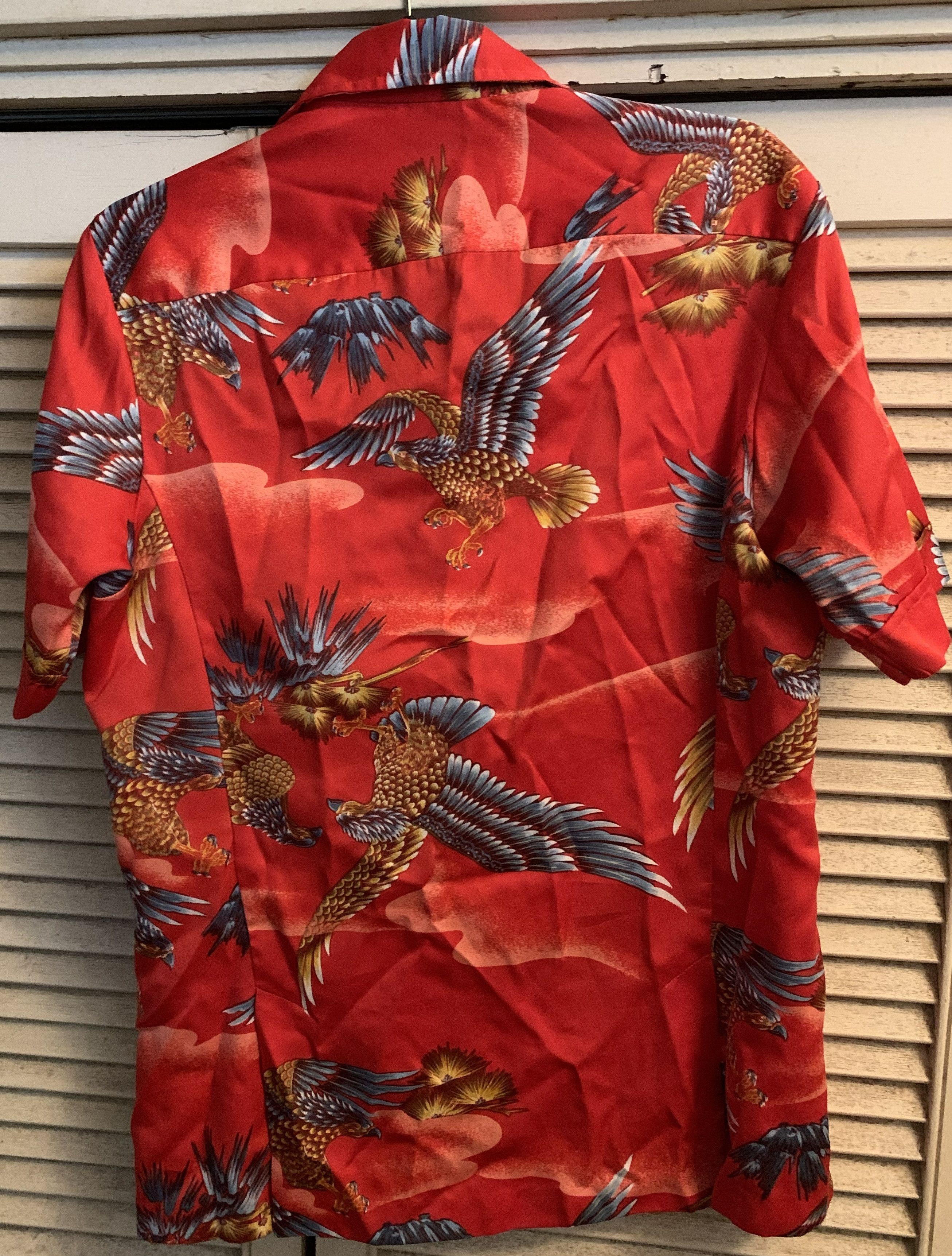 Tori Richard Vtg 60s Tori Richard Honolulu M Red Phoenix Eagle Bird Aloha Size US M / EU 48-50 / 2 - 2 Thumbnail