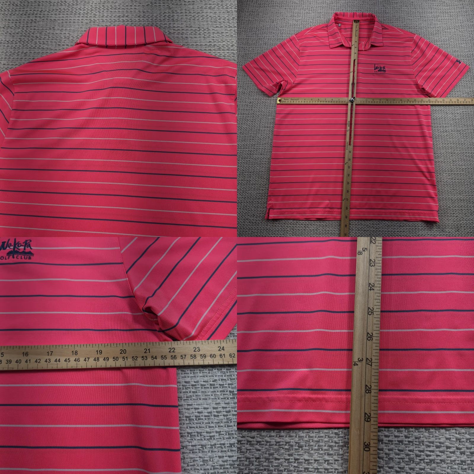 Under Armour Under Armour Golf Polo Shirt Mens Large Pink Stripe We Ko Pa Club HeatGear Tech Polo Size US L / EU 52-54 / 3 - 8 Thumbnail